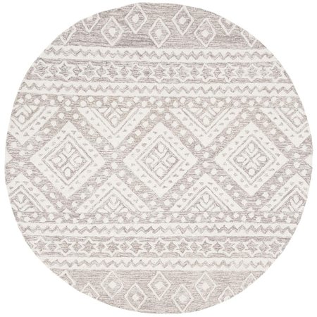 SAFAVIEH 5 x 5 ft. Micro-Loop 500 Round Hand-Tufted Rug Gray & Ivory MLP501F-5R